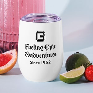 Iniciales personalizadas Padre&#39;s Dadventures Vaso de vino, Regalo personalizado del Día del Padre del Padre, Regalos personalizados de vaso de bebidas aisladas para hombres