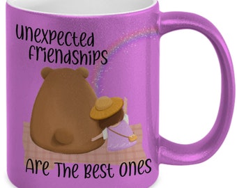 Unexpected Friendships Are The Best Ones Metallic Pink Coffee Mug - Friendship Coffee Mug - Gift Mug For Friends And Besties