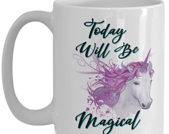 Today Will Be Magical Purple Unicorn Ceramic Coffee Mug - Inspirational Quote Gift