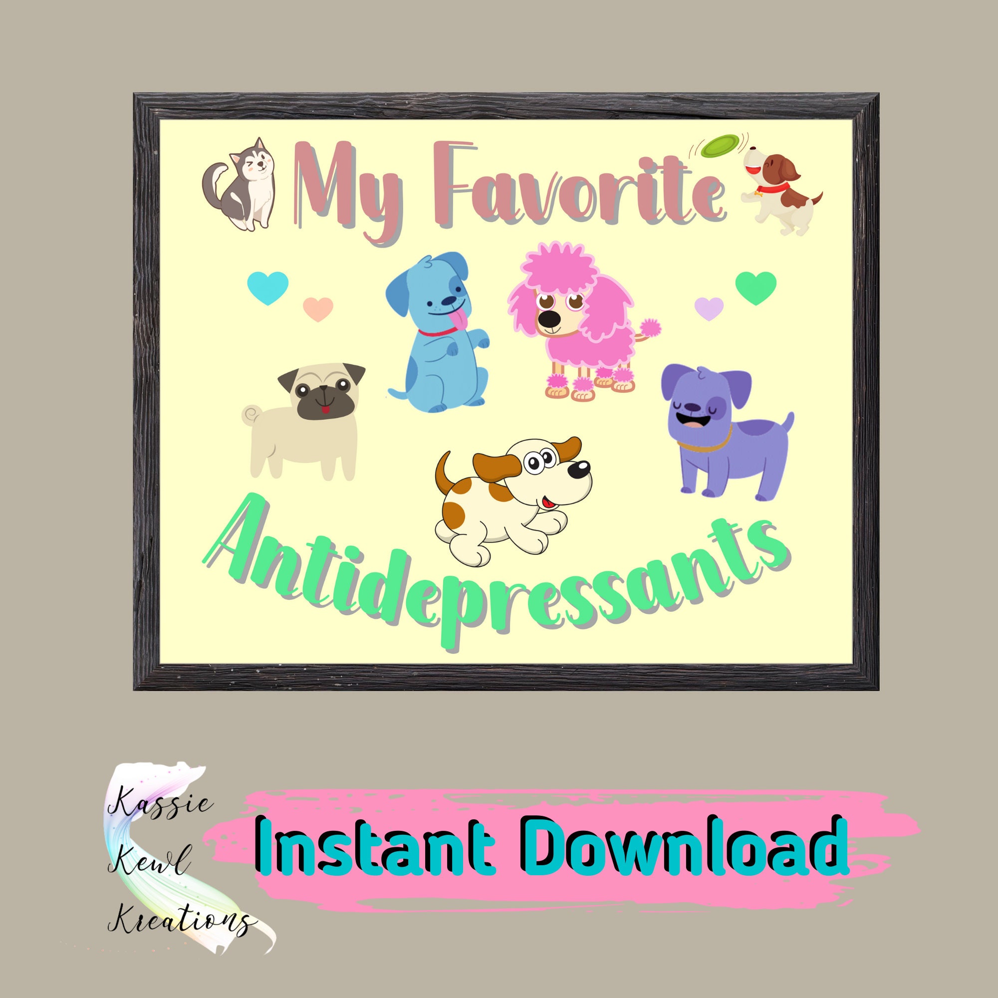 Funny Dog Wall Art Home Decor Printable Instant Download Etsy