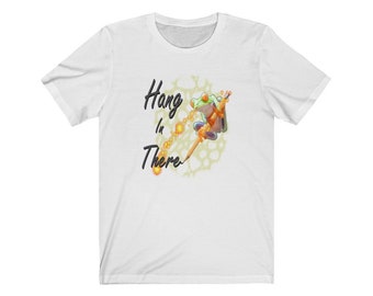 Hang In There Tree Frog Unisex Jersey Short Sleeve Tee - Premium Quality Bella+Canvas 3001 T-Shirt - Inspirational Tshirt For Frog Lovers
