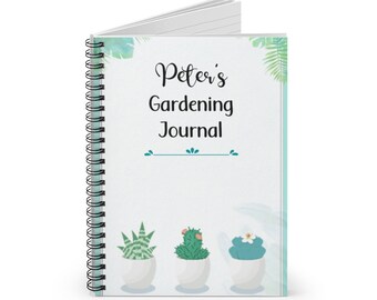 Personalized Gardening Journal - Cactus & Succulents - Gardener Spiral Notebook Gift For Garden Lover, Friend, Family With A Green Thumb