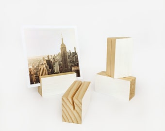 Wood Block Photo Holder White, Card Holder, Place Card Holder