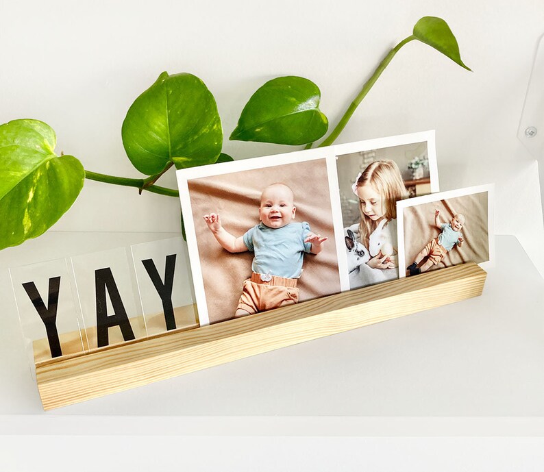 Natural Wood Photo Holder Wooden Block Display Stand Picture Etsy