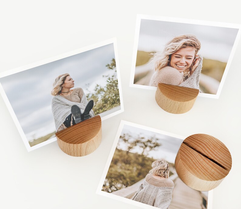Round Wood Card Holder Photo Holder Place Card Holder Photo Etsy