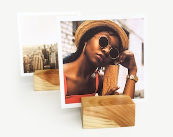 Square Wood Photo Holder, Card Holder, Place Card Holder
