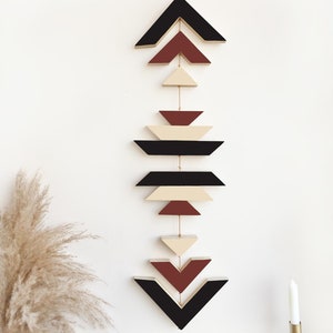 Green Wood Wall Hanging, Geometric Wooden Wall Decor TERRA