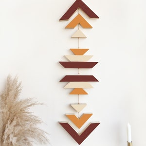 Green Wood Wall Hanging, Geometric Wooden Wall Decor CINNAMON