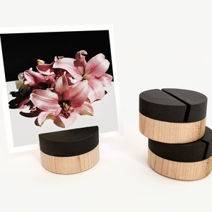 Black Wood Place Card Holder, Wooden Photo Holder, Table Number Holder, Business Card Holder, Wooden Picture Frame