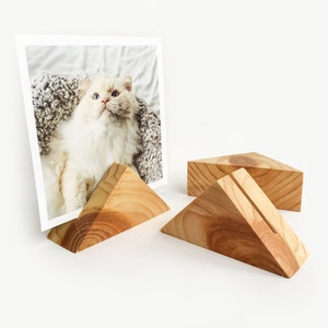 Triangle Wood Photo Holder, Card Holder, Place Card Holder