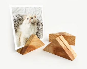 Triangle Wood Photo Holder, Card Holder, Place Card Holder