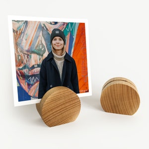 Wooden Moon Photo Holder, Desktop Picture Frame, Wood Photo Stand, Wooden Table Number Holder