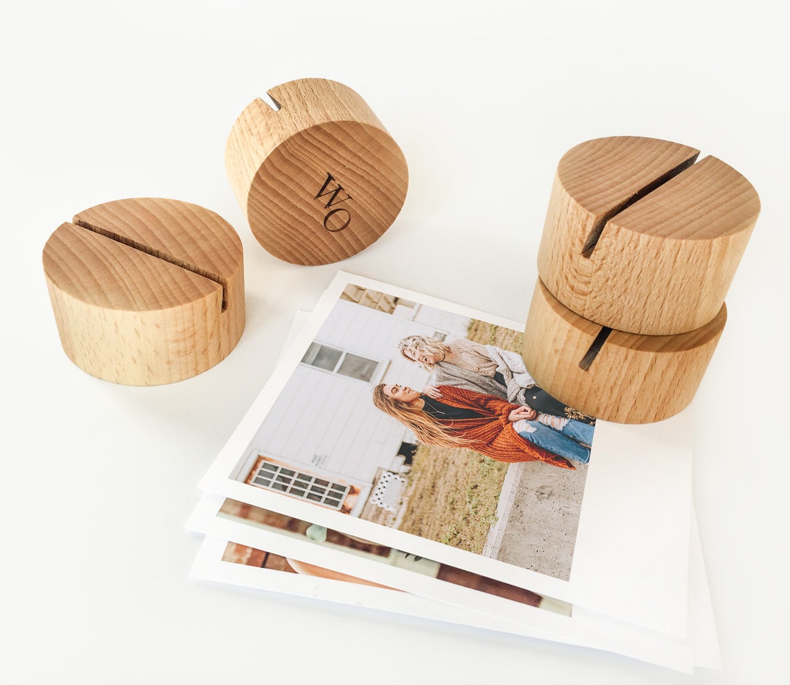 Round Wood Card Holder Photo Holder Place Card Holder Photo Etsy