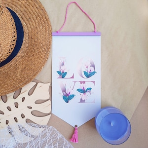 Floral LOVE Pennant Banner: Botanical Wall Hanging