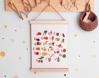 Vegetable Alphabet Poster ABC Wall Art Alphabet Print Nursery Decor Wall Art Nursery Wall Art Kids Room Decor Playroom Decor Baby