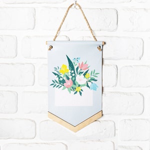 Bouquet Leinwand Poster, botanische Leinwand Banner Wandhängen Banner, Floral Wimpel Banner Flagge