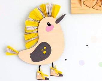 Bird nursery decor Raffia wall hanging Kids wall art Safari Bobo decor Woven wall hanging Bird theme nursery gift Woodland Animal neutral