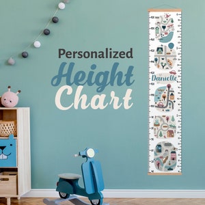 Tableau de croissance personnalisé pour garçon, Tableau de hauteur personnalisé Carte, Décoration de chambre d’enfant Transport, Règle pour enfants Mesure art mural 1er anniversaire Cadeau de bébé