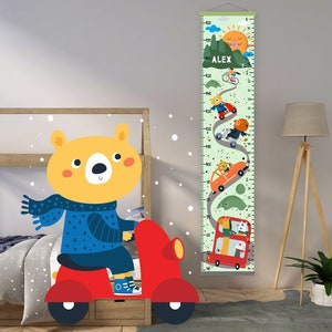 Personalized Kids Growth Chart: Scandinavian Transport Nursery Decor
