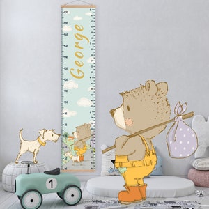 Bear height chart, Personalized Growth Chart teddy, Height chart for kids, Nursery art, Chart Ruler, First birthday gift, Personalized gift