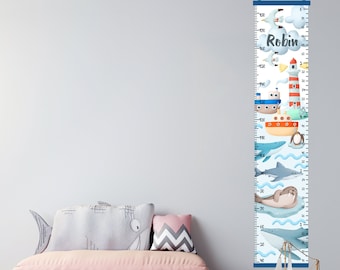 Personalized Ocean Growth Chart: Nautical Nursery Decor