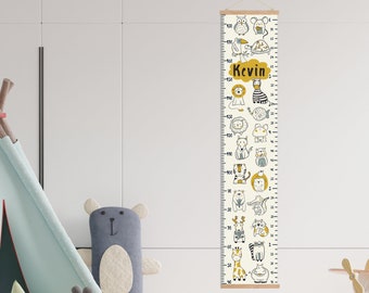 Personalized growth chart ruler ANIMALS | Vinyl height meter for kids | Custom Height Chart | Children's Wall Meter | Room Wall Art decor