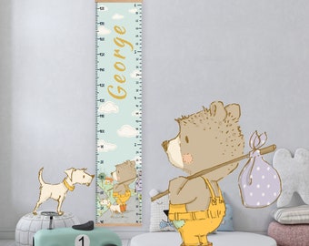 Personalized Bear Growth Chart: Nursery Decor, Kids Height Ruler