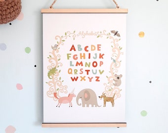 Animals ABC poster, Alphabet from A to Z, English ABC Wall Art, Zoo Alphabet Nursery, Colourful and educational, Kids Room Decor, Baby gift