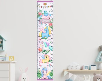 Unicorns height chart, Personalized Growth Chart for girl, Kids nursery decor, Growth Chart Ruler, Watercolor flowers, Unicorn shower gift