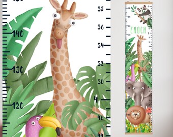 Tropical Animals Growth Chart: Personalized Nursery Decor