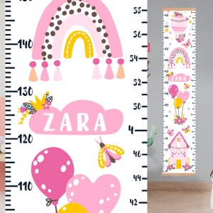 REGENBOOG groei grafiek, Hoogte grafiek voor kinderen, Baby gepersonaliseerde douche cadeau, Kinderkamer kunst, Baby decor, Aangepaste groei grafiek liniaal, Muur opknoping