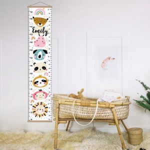 Gepersonaliseerde groei Grafiek Meisje | Vinil-groeigrafiek | Scandinavische kwekerijkunst | Groeigrafiek Liniaal | Hoogtegrafiek voor kinderen | Kwekerij Decor