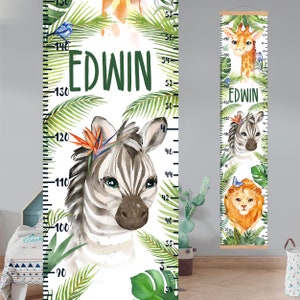 Personalized Jungle Safari Growth Chart: Nursery Animals Decor