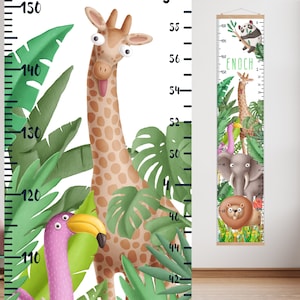 Tropische Stier-Diagramm für Kinder, Zoo Höhe Diagramm Lineal für Baby, Tiere Zimmer Dekor, personalisierte junge Mädchen Kinderzimmer Dekor, Elefant-Wand-Kunst