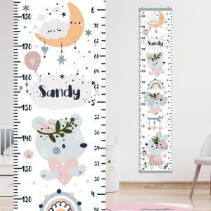 Gepersonaliseerde groei Grafiek Meisje | Vinil-groeigrafiek | Scandinavische kwekerijkunst | Groeigrafiek Liniaal | Hoogtegrafiek voor kinderen | Kwekerij Decor