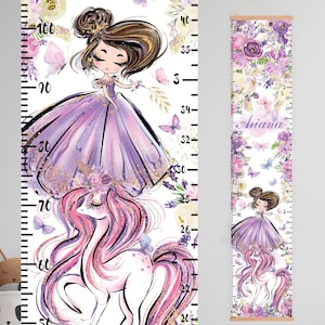 Tableau de croissance personnalisé, Tableau de hauteur pour les filles, Cadeau personnalisé, Art mural de la chambre, Décoration de salle de jeux, Salle de bébé Aquarelle art mural, Baby Shower