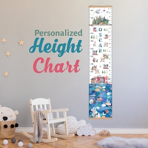Aquarell-Wachstums-Diagramm, personalisierte Höhe Diagramm für Mädchen oder jungen, süße Aquarell Kinderzimmer Dekor süße Kinder Geschenk Baby Zimmer ersten Geburtstag