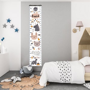 Gepersonaliseerde groeimeter voor kinderen| Op bestelling gemaakte Vinil-groeigrafiek | Scandinavische kinderkamerkunst | Lengtetabel voor jongen: