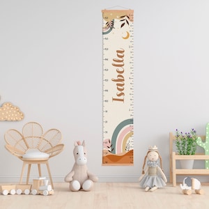 Personalized Growth Chart for Kids, Scandi Height Chart, Custom Baby Gift, Boho Nursery, Neutral Decor, 1st birthday gift, Abstract desert