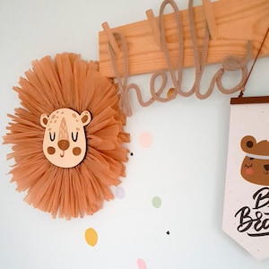 Raffia Lion Face Nursery Decor: Boho Jungle Wall Hanging