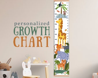 Personalized Safari Growth Chart: Zoo Animals Nursery Decor