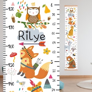 Tribal Animals Growth Chart: Personalized Kids Nursery Decor
