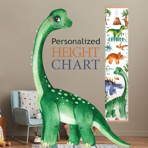 Personalisierter Kindergeburtstagskarte, Dino Höhenkarte, Dinosaurier Kinderzimmer Dekor, Baby Geburtstagsgeschenk für Junge oder Mädchen, Personalisierter Wandregal, Baby shower