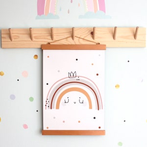 Regenbogen-Kunstdruck, Mädchen Schlafzimmer Dekor, Poster für Kinder mit Holzaufhänger, Drucke für Kinderzimmer Dekor, Wand-Kunst-Plakat
