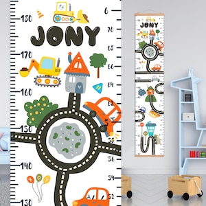 Road growth chart, Personalized height chart for boy, Cars nursery wall art decor, Boy room decor, Custom baby boy gift, Playroom decor