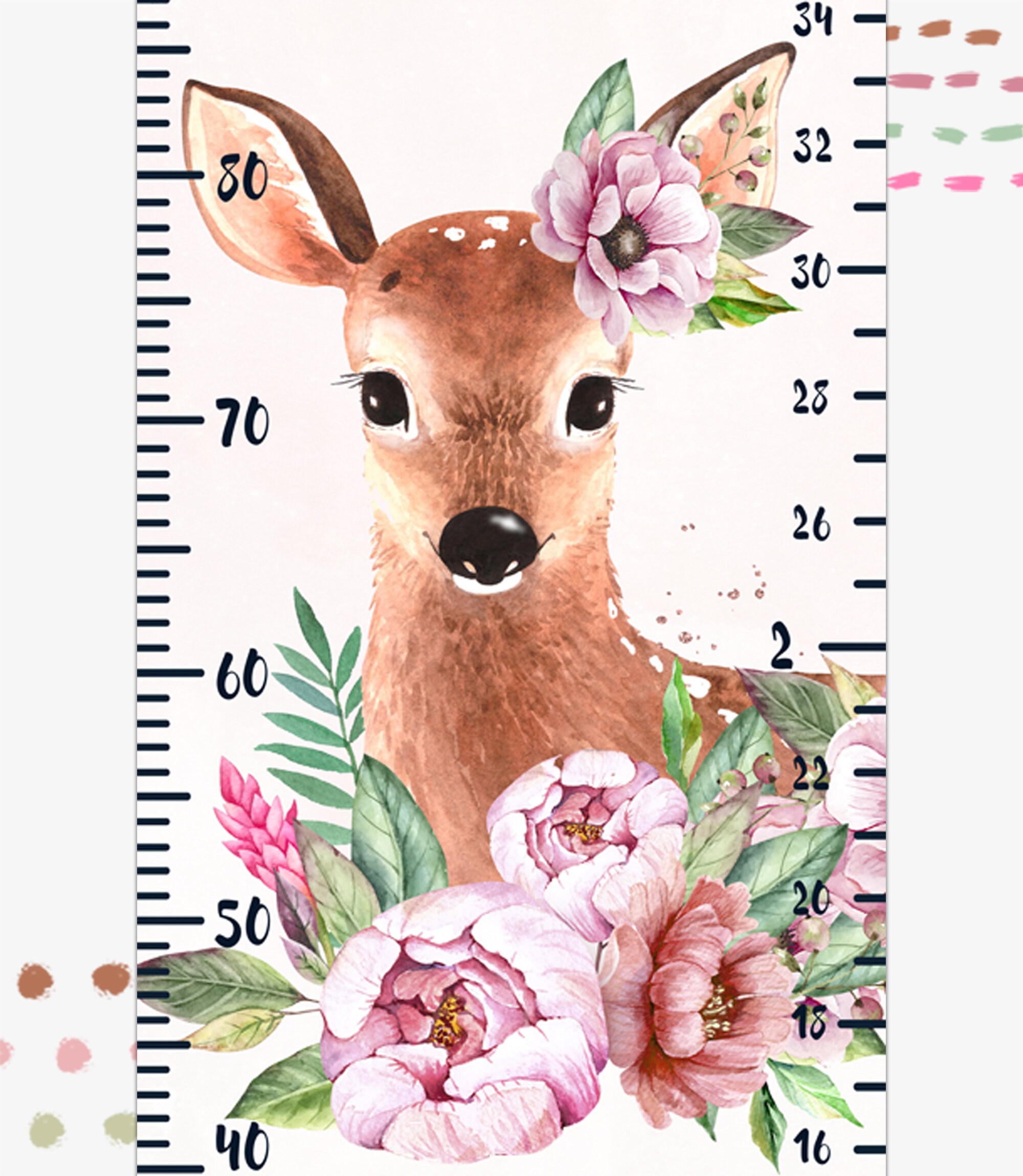 Deer growth chart Personalized height chart for girl Etsy