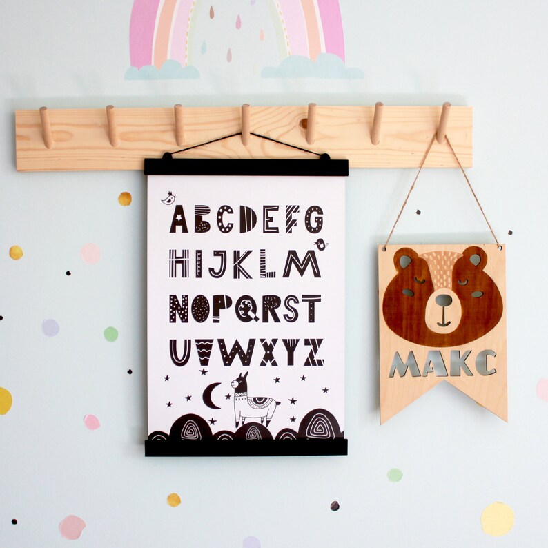 Black and White Alphabet Poster ABC Wall Art Alphabet Print Etsy