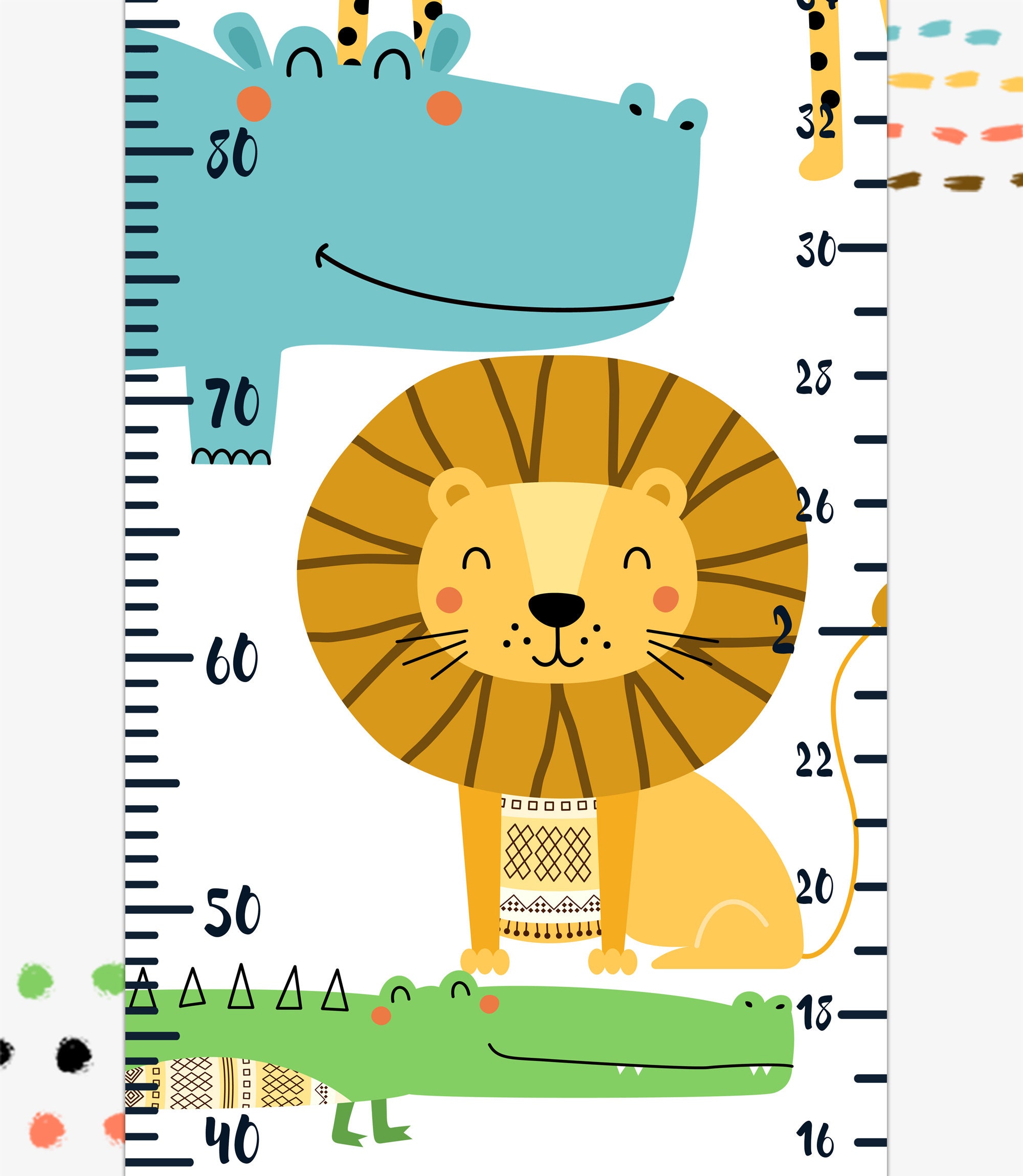 Personalized Growth Chart Ruler SAFARI Vinyl Height Meter for Etsy