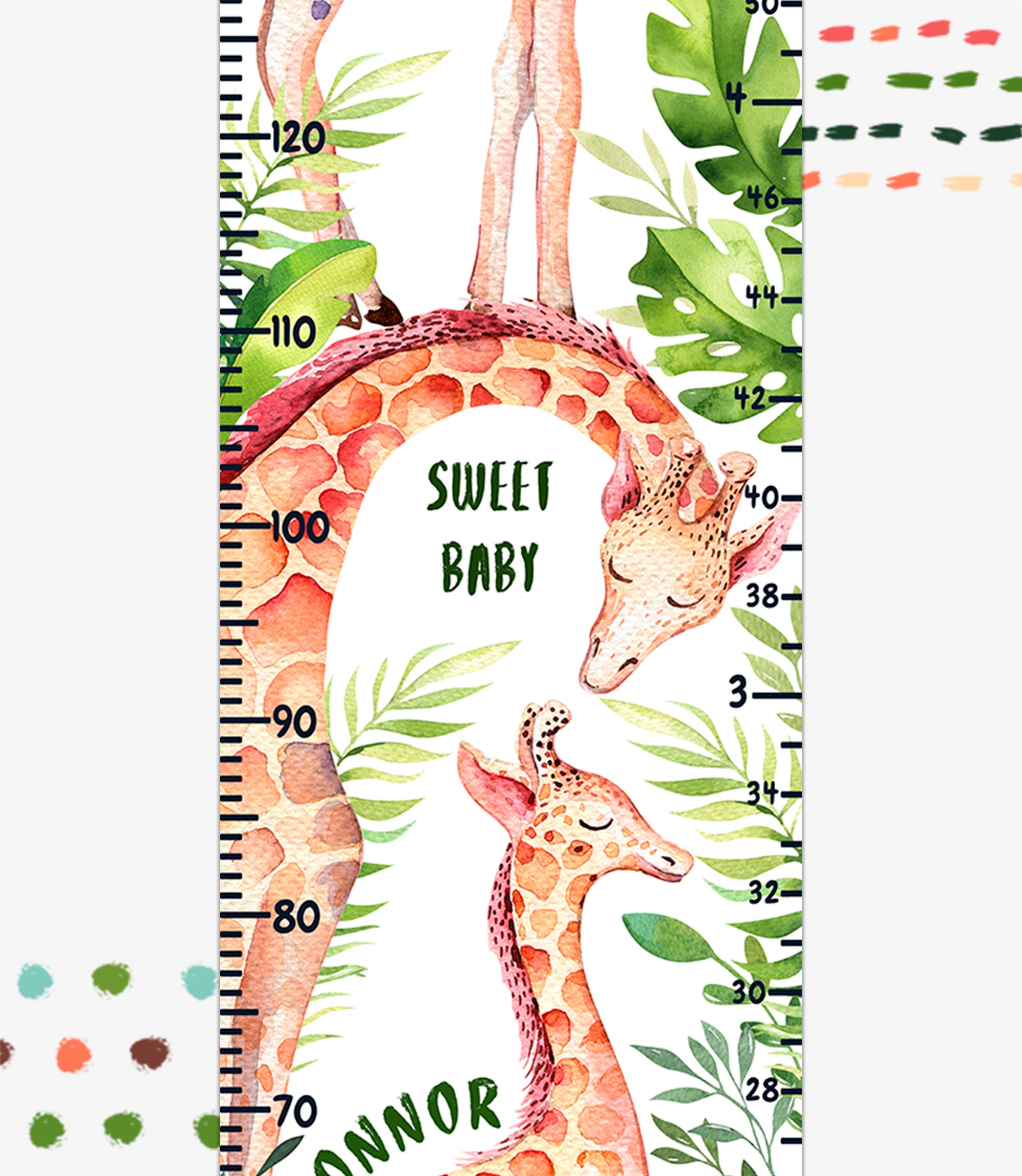 Height Chart for Kid Giraffe Growth Chart for Kid Safari Etsy