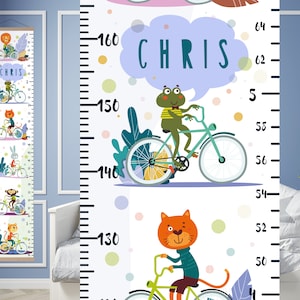 Personalized Kids Growth Chart: Animal Transport Nursery Decor